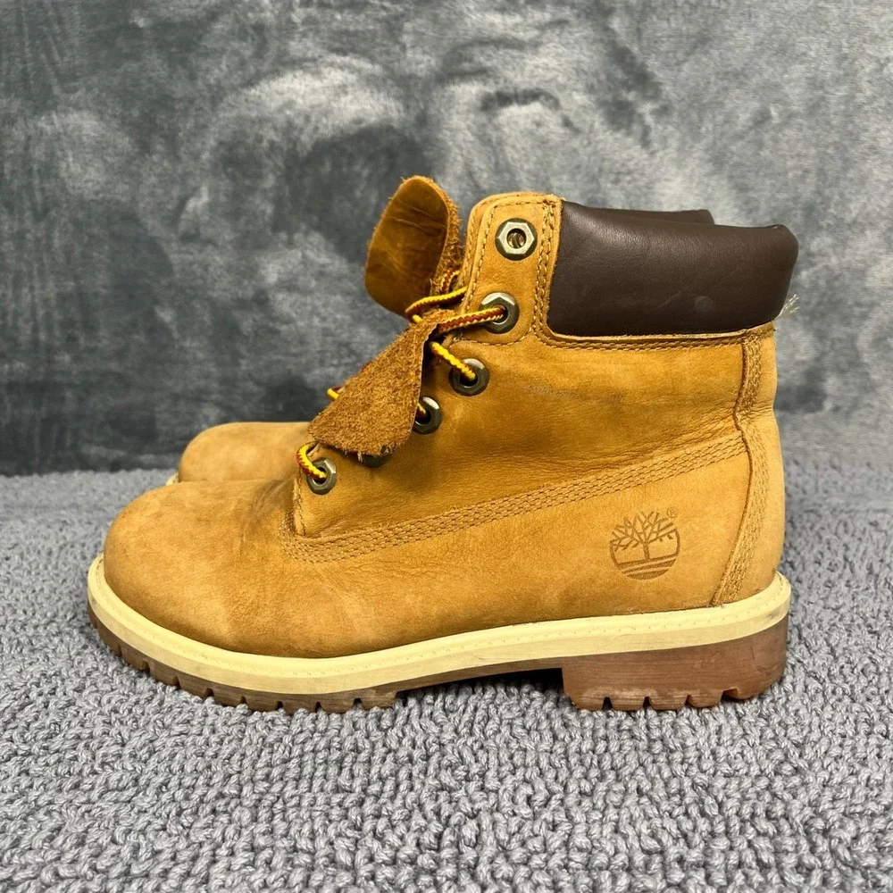 Timberland 6 Inch Premium Waterproof Wheat Nubuck Youth Boots 14949 Size 4Y